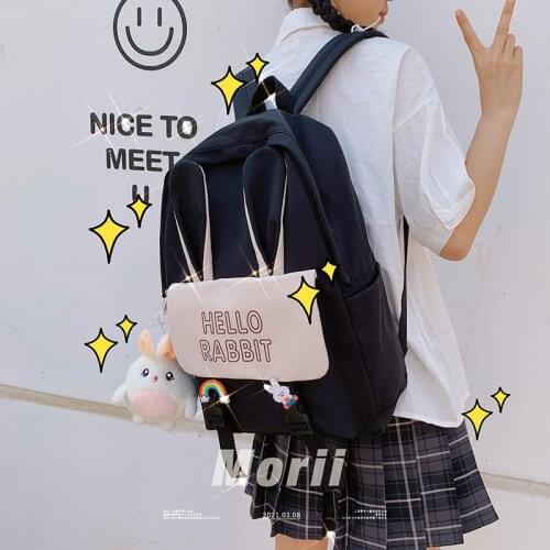 2021 Bunny Ear Female Backpack Kawaii Rabbit Ear 3D Cartoon Schoolbag Waterproof Large Capacity Women Girls Kid Backpack Bookbag