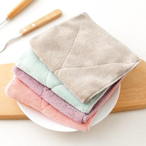 5/10pcs Thicker Kitchen Cleaning Rag Absorbent Non-linting Scouring Pad Home Microfiber Non-stick Oil Cleaning Wiping Towel