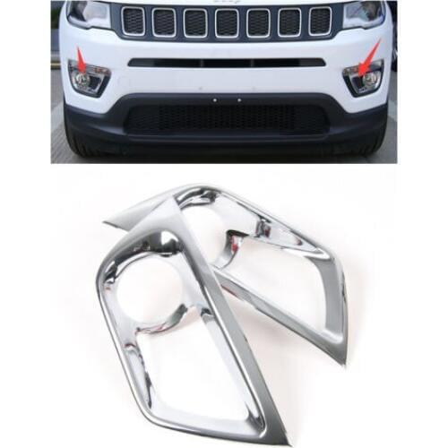 BBQ@FUKA Car Chrome ABS Front Fog Light Trim frame Cover for Jeep Compass 2017 2pcs Car Styling Sticker