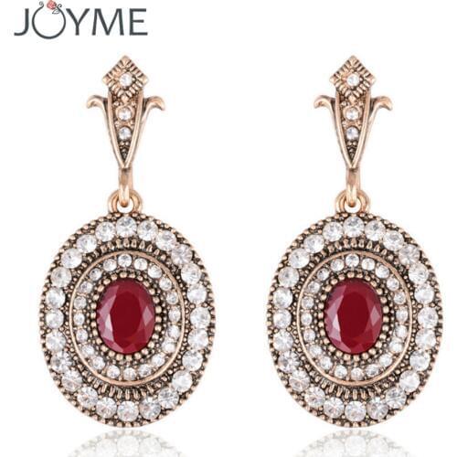Joyme Brand Wedding Engagement Jewelry Clip-On Drop Earrings For Women Gold Crystal Earrings Ear From India Wholesale Brincos