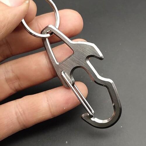 Quick Snap Buckle Portable Stainless Steel Multifunctional Snap Clip with Keyring Avoid Contact Tool