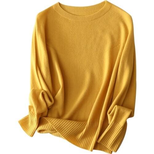 One Piece Seamless Cashmere Sweater Womens Round Neck Autumn and Winter New Sweater Knitted Thin Cashmere Sweater 2020