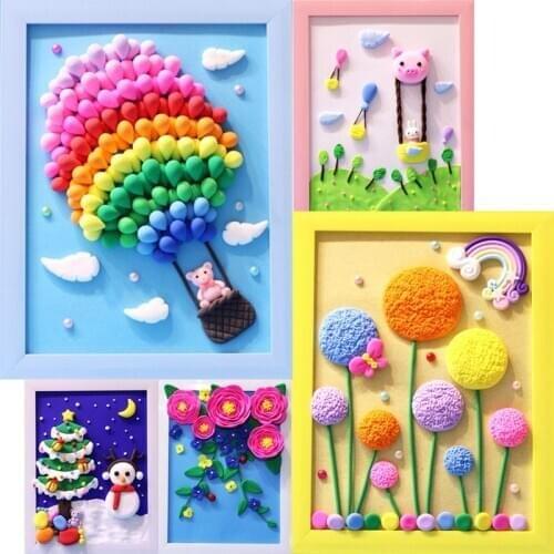 DIY Toys for Children Super Light Weight Clay Photo Frame Set 3D Colorful Mud Christmas Gifts Educational Kids Arts Crafts Toys