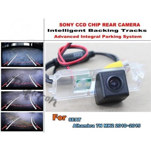 For SEAT Alhambra 7N MK2 2010~2015 Car Intelligent Parking Tracks Camera HD Back up Dynamic Tragectory Camera Rear View Camera