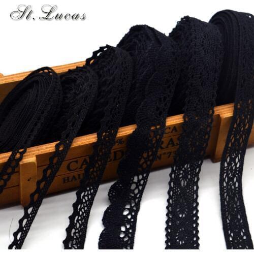 Hot sale new arrived 5yd/lot black lace fabric ribbon cotton lace trim sewing material for home curtains garment accessories DIY
