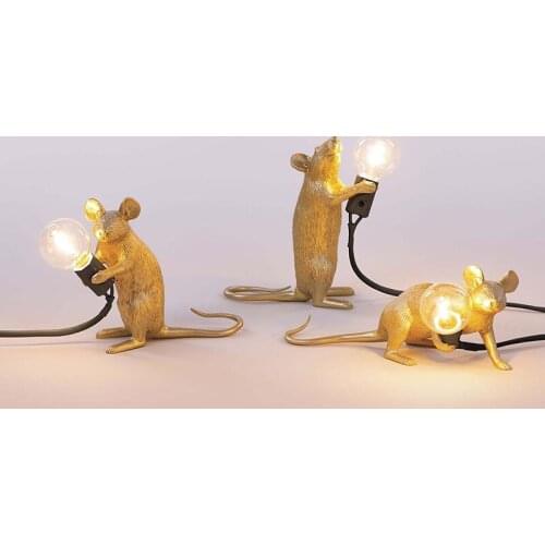 JIGUOOR Modern Resin Mouse Table Lamp LED E12 Mouse Table Lamps Desk Nordic Kids' Room Decor LED Night Lights EU/AU/US/UK Plug