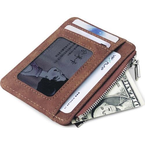 New Simple Mini Men Leather Wallet With Coin Pocket Small Credit Card Holder Slim Mans Purse For Bank Cards ID Card Case