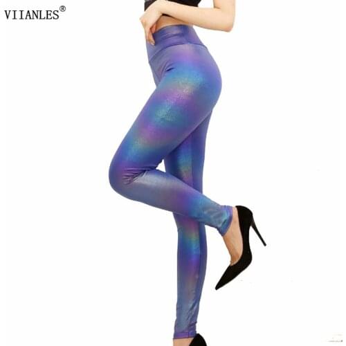 VIIANLES Fashion Women Stretchy Leggings Spandex Leggin Elastic Punk Black Tights Fitness Running Trousers Sport Pants Hot Sale
