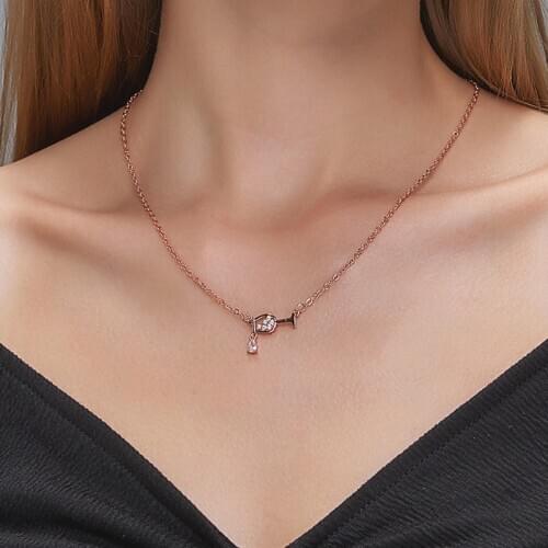 Love Pouring Wine Red Wine Goblet Necklace for Women Zirco Bottle Pendant Copper Thin Chain Kpop Fashion Jewelry Girlfriend Gift