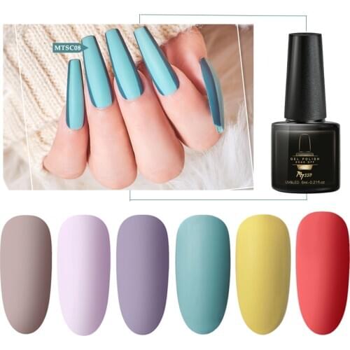 Mtssii Matte Gel Nail Polish Matte Top Coat Need 6ML Autumn Color Hybrid Varnish Soak Off UV Gel Nail Art Design Gel Polish