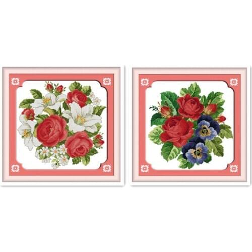 11CT 14CT Cross Stitch Kit Rose Lily and Rose Orchid Beautiful Bouquet Clear Print Handmade diy DMC thread embroidery