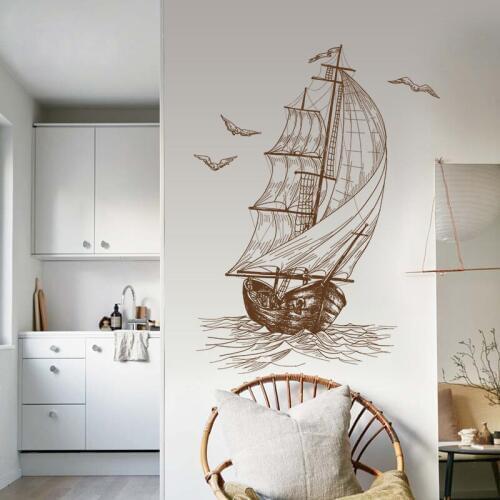 Ocean Seagull Sail Boat Wall Sticker Kids Nursery Room Baby Bedroom Decor PVC Art Wall Decals TB Sale