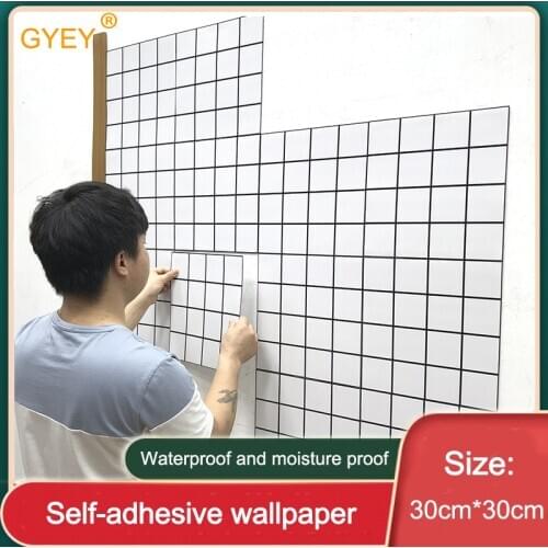 3D Nordic Lattice Kitchen Oil-proof Stickers Self-adhesive Wallpaper Wall Stickers Fireproof Renovation 30CM*30CM