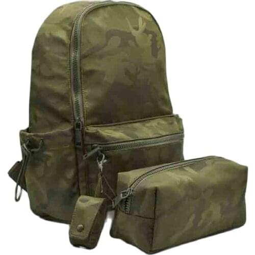 Army Green Camouflage Nylon Backpack For Men