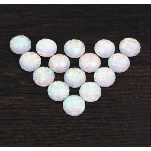 New Fashion 40pcs 12mm White Color Tangent plane Built-in metal foil Flat back Resin Cabochons Cameo Z5-16