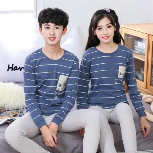 For 9-18 Yrs Autumn winter high quality children pajamas Cartoon kids pyjamas sets for Teenage boys girls warm Thermal underwear