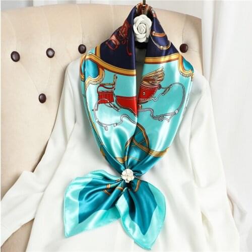 Silk Shawl Square Scarf For Hair Bands Fashion Neckerchief Female Head Wrap For Women Satin Hijab Pashmina Bandana Headband 2021