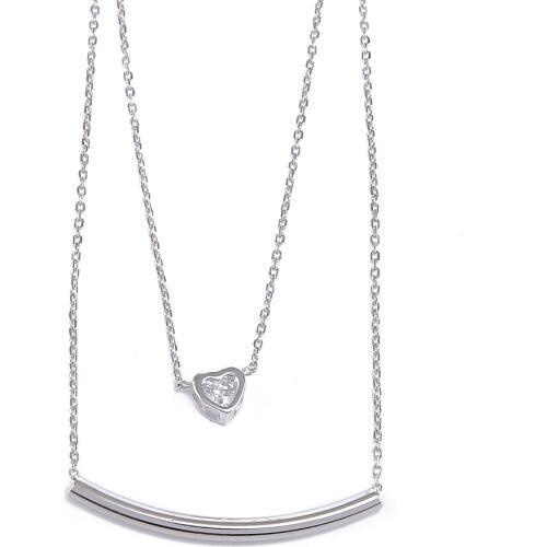 100% Pure Sterling Silver Tube Bar Pendants Necklaces with CZ