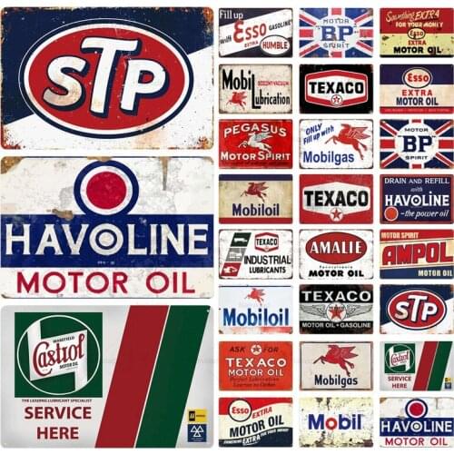 Shabby Retro Garage Metal Sign Vintage Motor Oil Plaque Tin Sign Garage Gasoline Plate Crafts Mobilgas Poster Wall Decor Gog-12