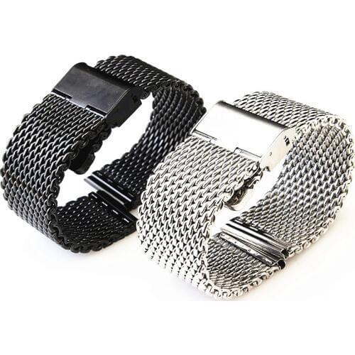 Wholesale 10PCS/lot 18MM ,20MM ,22MM 24MM Stainless Steel Watch band Watch strap Bracelets Strap sliver and black -WBS0099