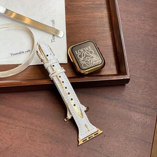 Xiaoman waist bronzing leather strap suitable for Apple watch band 6 SE 5 3 men and women trend Strap apple watch 44mm 40mm