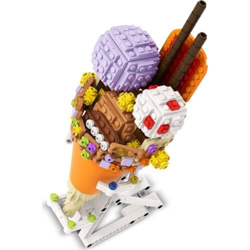 Ice Cream Cones Chocolate Strawberry Building Blocks Kit Snow Cake Bricks Idea Assemble Toys MOC Children Birthday Gifts