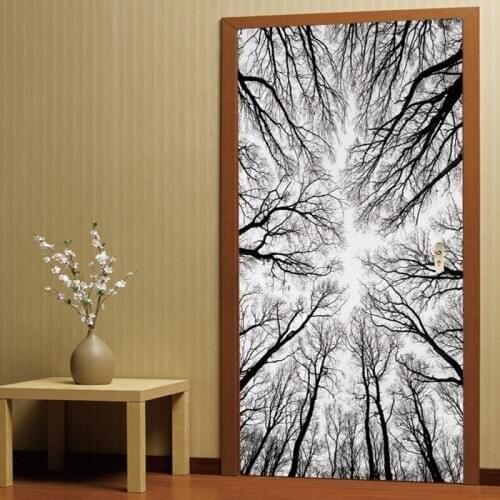 Self-adhesive stickers 3D stereo door paste photo wallpaper tree silhouette living room bedroom door personalized decor sticker
