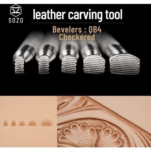 SOZO QB4 Leather Work Stamping Tool Eevelers Checkered Sheridan Saddle Make Carving Pattern 304 Stainless Steel Stamps