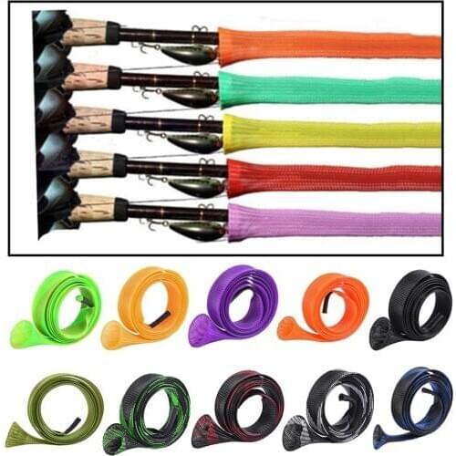 Fishing Rod Sleeve Rod Cover Braided Mesh Rod Protector Pole Fishing Tools Rod Straps Belts Ties Fishing Gear Tools