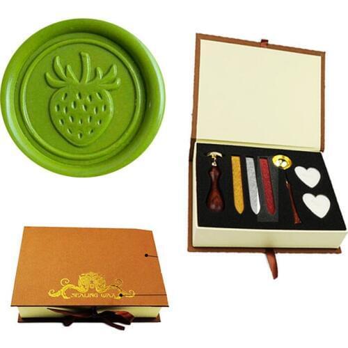 Vintage Strawberry Custom Picture Logo Wedding Invitation Wax Seal Sealing Stamp Rosewood Handle Set Kit