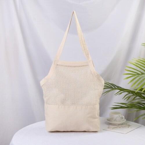 Women Cotton Shoulder Bag Hollow Net Pocket Totes Female Eco Grocery Tote Fashion Reusable Vegetable Fruit Shopping Bags New
