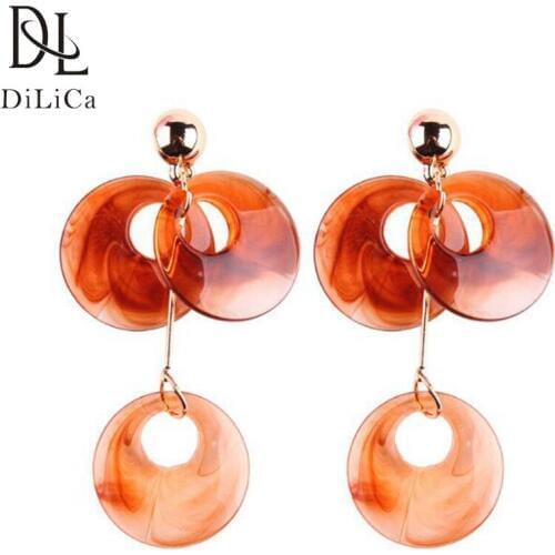 DiLiCa Bohemian Earrings for Women Acrylic Geometric Statement Earrings Boho Drop Earring Jewelry Vintage Kolczyki oorbellen