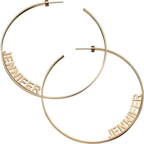 Custom Name Hoops Earrings For Women Fashion Jewelry Stainless Steel Gold Silver Round Orecchini Personalized Earring