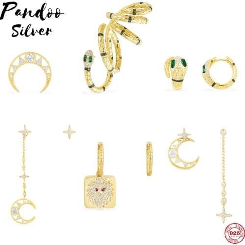 Women Jewelry, Moon Star Asymmetrye Earrings, Snake Earrings, Burgundy Stone Lion Earrings