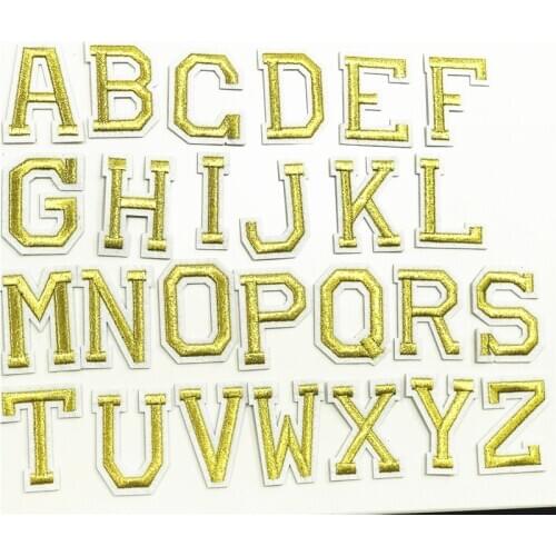 1Pc Gold Color English Alphabet Letter Embroidery Patches hot Melt Adhesive Sew On Brand Cloth Accessories stickers name patches