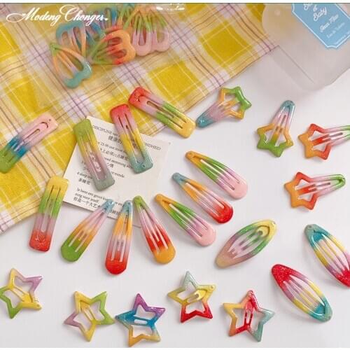 10PCS/Set New Women Girls Rainbow Colors Waterdrop Shape Hairpins Sweet Hair Clips Barrettes Slid Clip Fashion Hair Accessories