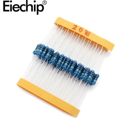 100pcs/lot 0.5W 1 ohm 1% Metal film resistor 1/2W resistance 20R Electronic resistors