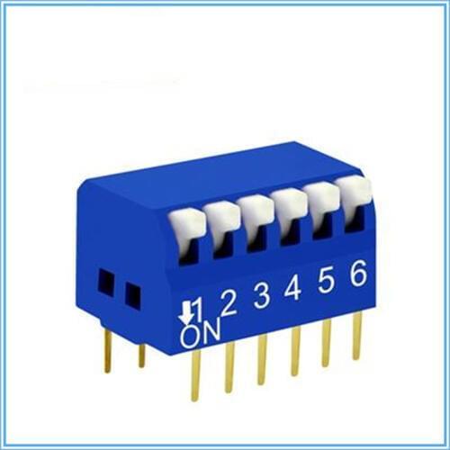 100 pcs/lot )DIP Switch 6 Way 2.54mm Toggle Switch ,Blue Snap Switch,DIP Switch