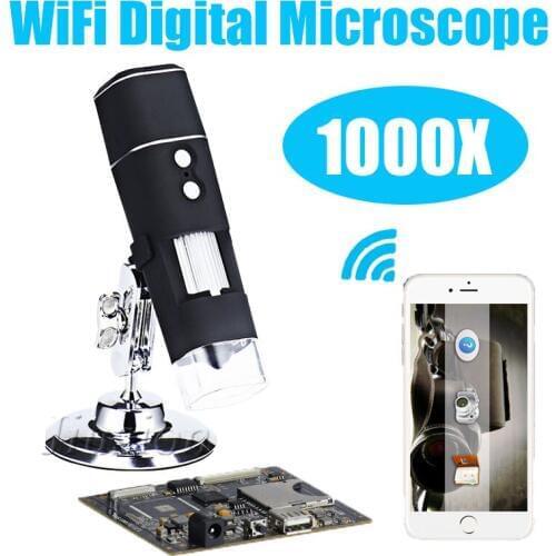 1000X WiFi Digital Microscopes with Metal Stand 8 LED USB Endoscope Zoom Video Micro Camera for Android iPhone IOS Phone PC