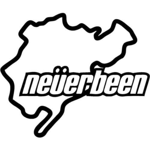 12.8*10.7CM NEVERBEEN Nurburgring Car Sticker Funny Classic Car Body Accessories Decorative Stickers Sliver/Black C4-0121