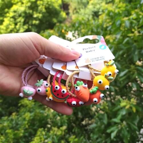 2PCS New Carrot Lemon Fruit Princess Lovely Headwear Kids Elastic Hair Bands Children Ropes Girls Accessories Baby Headdress