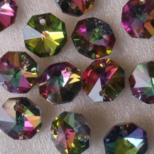 200pcs Rainbow Color 14mm Crystal Glass Octagon Beads For Crystal Strand Garlands Wedding Centerpiece Decoration Home Decoration
