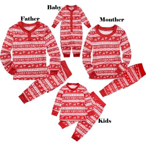 2021 Christmas Family Matching Outfits Pajamas Sets Mommy Daddy Kids Baby Sleepwear Nightwear Family Pjs Sets