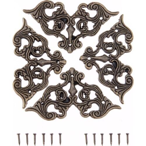 4Pcs 62*35mm Antique Furniture Corner Brackets Jewelry Wine Case Box Book Scrapbook Album Corner Protector Furniture Decor