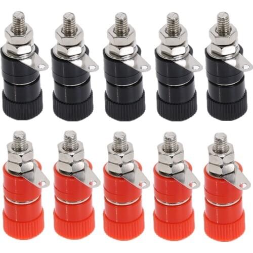 5Pcs 4mm Red&Black Banana Socket Professional Binding Post Nut Banana Plug Jack Connector Nickel Plated