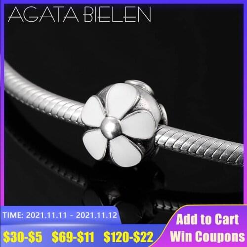 925 Sterling Silver fashion White magnolia flower clip lock beads Fit Original europeu Charm Bracelet Diy Women Jewelry making