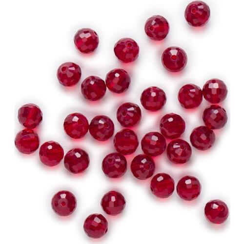 50 Piece Dark Red Crystal Glass 96 Cut Faceted Spacer Beads For Handmade Bracelet Necklaces DIY Jewelry Making 6-10mm
