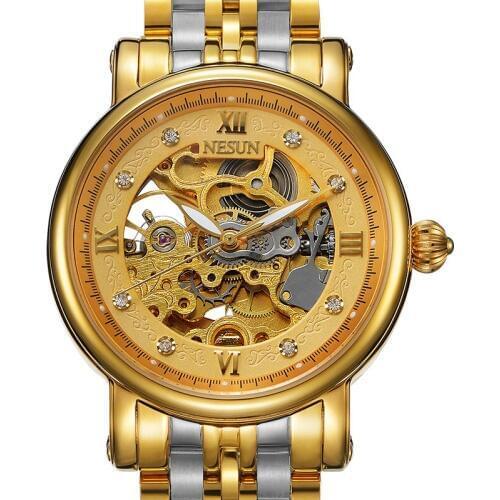 Switzerland Nesun Skeleton Watch Men Luxury Brand Automatic Self-Wind Mens Watches Sapphire Crystal Waterproof clock N9501-2