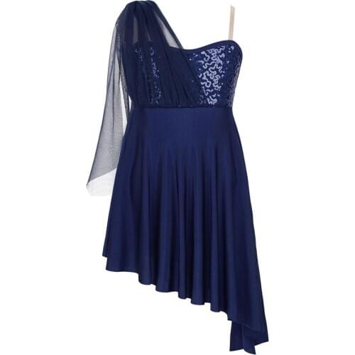 Girls Kids Dance Class Dress Split Irregular Hem Dress for Lyrical Modern Dance Costumes Gymnastics Leotard Tutu Dancewear