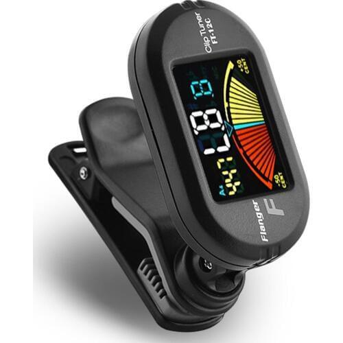 Flanger Clip-on Guitar Tuner Rotatable Digital Tuner LCD Chromatic Display for Guitar Bass Ukulele Violin Accessories FT-12C